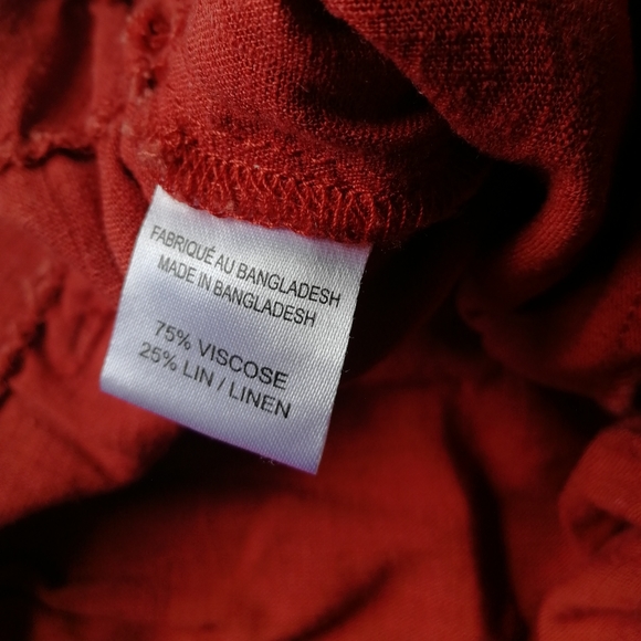 LILY MORGAN Rust Red Wide Leg Trousers Tortoise Shell Belt Linen Blend Large - Picture 7 of 10